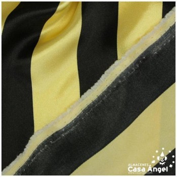 RASO ESTAMPADO A RAYAS ORO Y NEGRO SERIE BARRAS 150cm