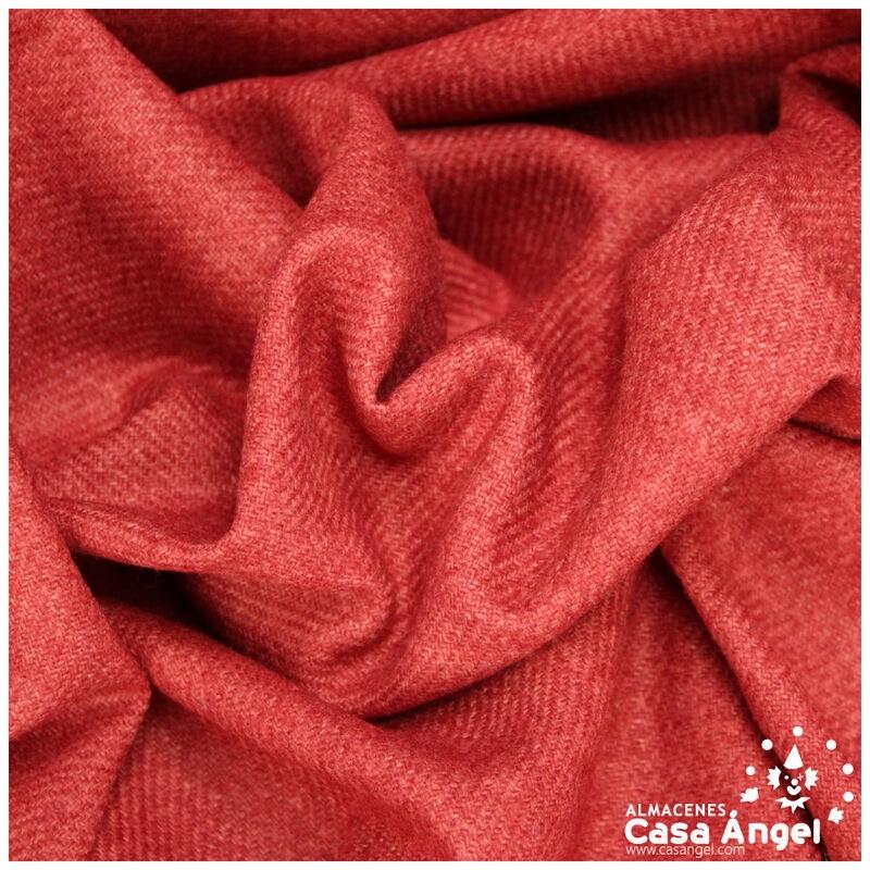 TEJIDO DE LANA ACRÍLICA ROJA TRAMA ESPIGA 150cm