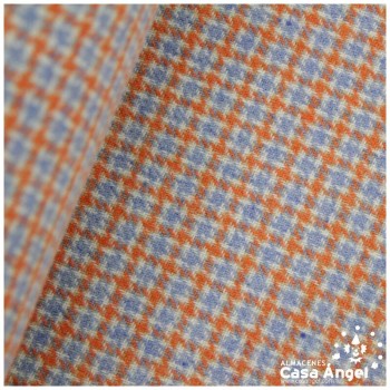 TEJIDO DE MEZCLA DE LANA PATA DE GALLO AZUL Y NARANJA 150cm