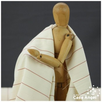 GEORGETTE BEIGE CON RAYA DIPLOMÁTICA SATINADA 150 cm