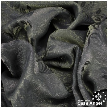 TEJIDO PUNTO LAMÉ JACQUARD FLORAL NEGRO ORO 160cm