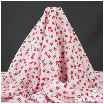 CRESPÓN KOSHIBO BLANCO FLORECILLAS ROJAS 150cm