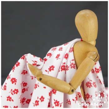 CRESPÓN KOSHIBO BLANCO FLORECILLAS ROJAS 150cm