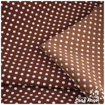 CRESPÓN TIPO GEORGETTE MARRÓN LUNARES BLANCOS 150cm