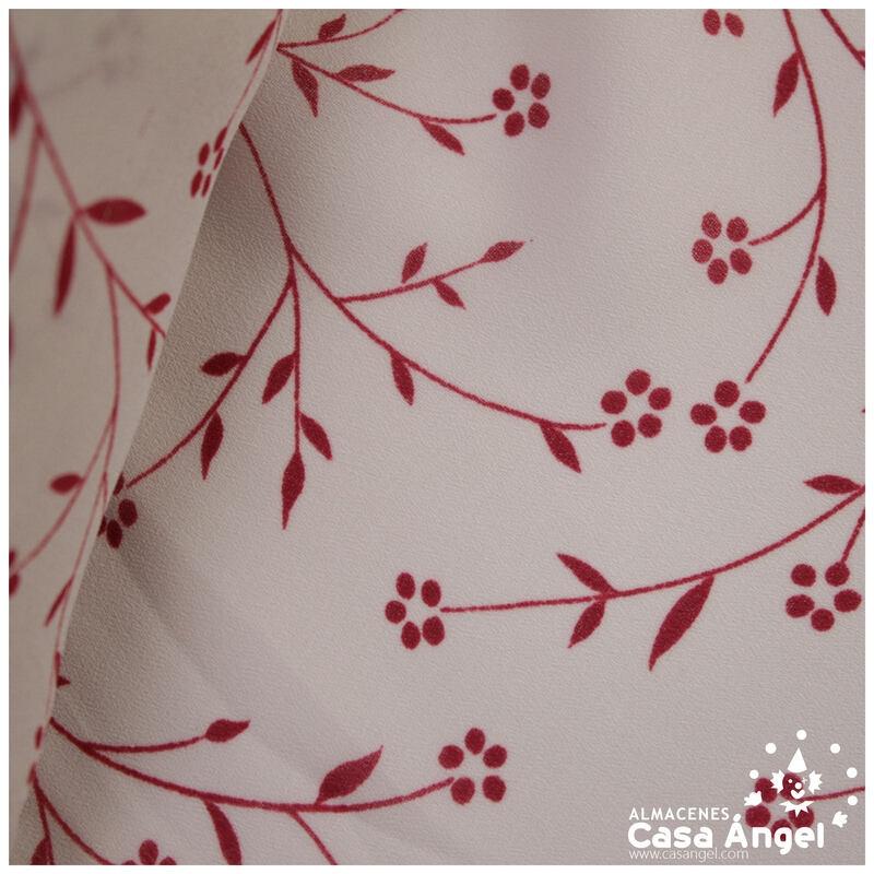 TEJIDO CREPÉ GEORGETTE FLORES ROJAS FONDO SALMÓN 150cm
