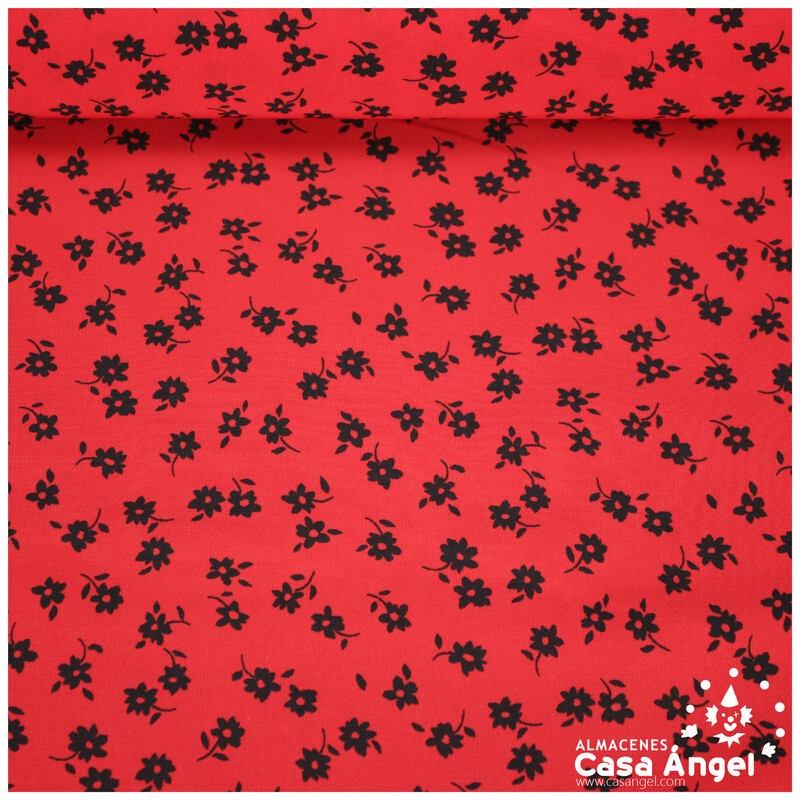 CRESPÓN KOSHIBO ROJO FLORECILLAS NEGRAS 150cm