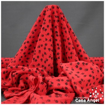 CRESPÓN KOSHIBO ROJO FLORECILLAS NEGRAS 150cm