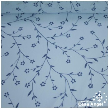 CREPÉ CELESTE CON FLORECILLAS AZULES 150cm