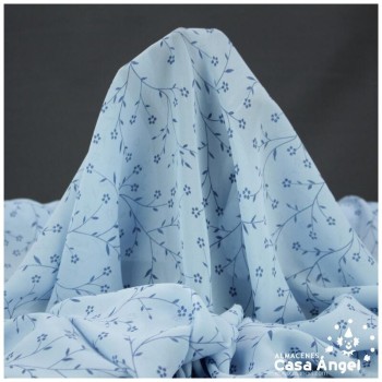 CREPÉ CELESTE CON FLORECILLAS AZULES 150cm