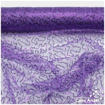 REDECILLA MORADA CON LENTEJUELAS SERIE GARABATOS 150cm