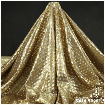 PAN DE ORO DORADO CON ROMBOS DE BRILLO HOLOGRAMA 112cm