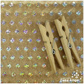 PAN DE ORO DORADO CON ROMBOS DE BRILLO HOLOGRAMA 112cm