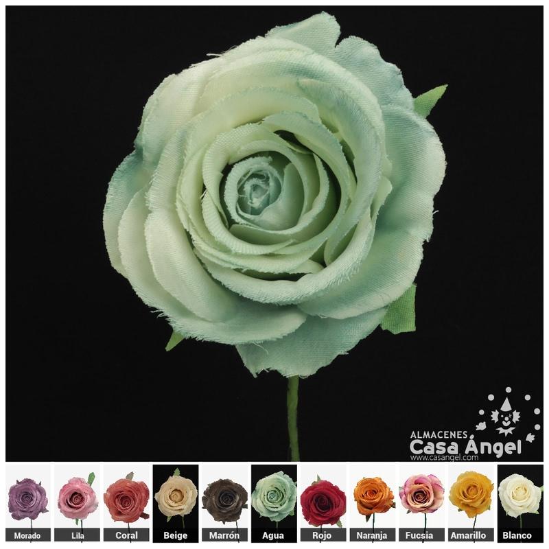 ADORNO FLOR ROSITA DE TELA SATINADA CON ALAMBRE 20cm