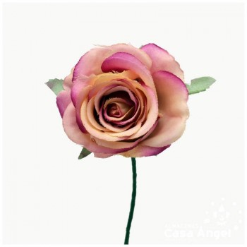 ADORNO FLOR ROSITA DE TELA SATINADA CON ALAMBRE 20cm