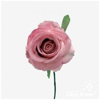 ADORNO FLOR ROSITA DE TELA SATINADA CON ALAMBRE 20cm