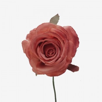 ADORNO FLOR ROSITA DE TELA SATINADA CON ALAMBRE 20cm