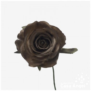 ADORNO FLOR ROSITA DE TELA SATINADA CON ALAMBRE 20cm