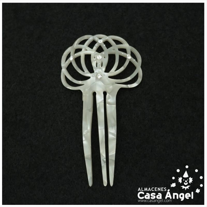 PEINETA SÍMIL NÁCAR BLANCA CON CALADOS 9X5cm