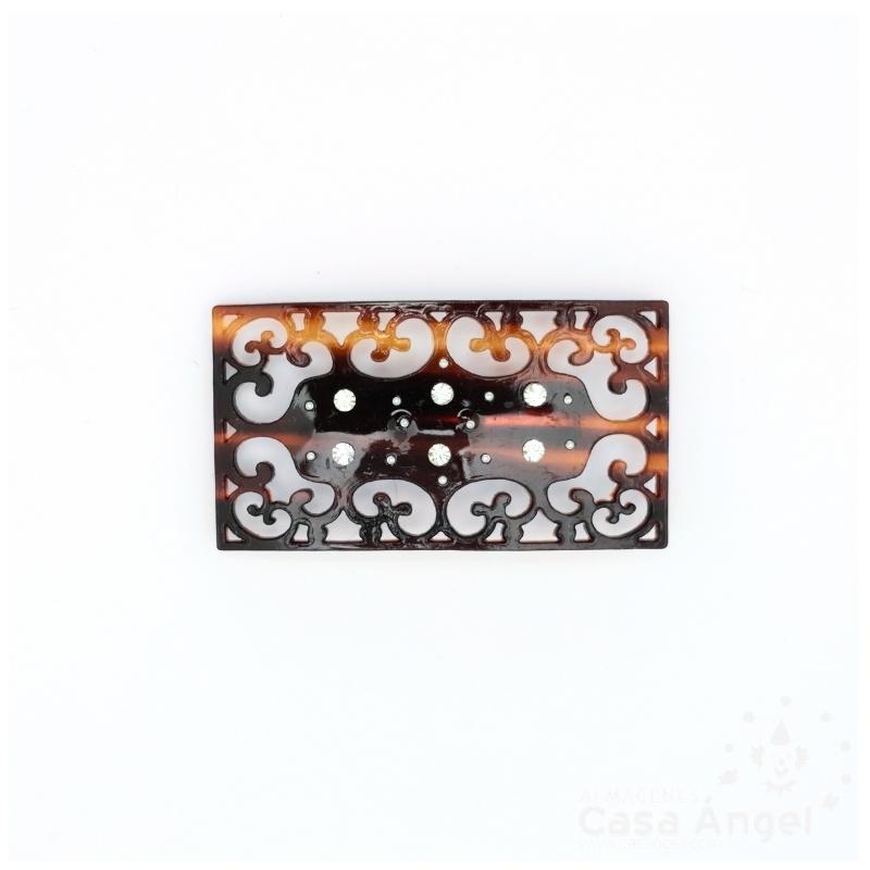 BROCHE RECTANGULAR COLOR CAREY CALADO 6X3cm