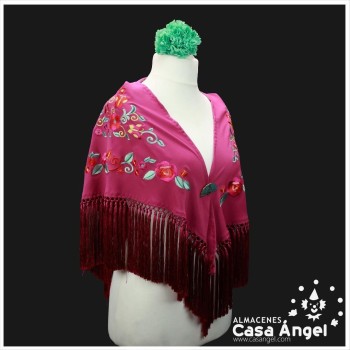 MANTÓN FLAMENCO BORDADO FLORES BUGANVILLA 150cm