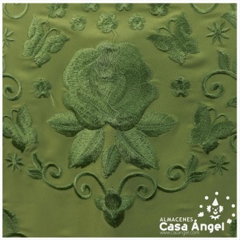MANTÓN DE FLAMENCA BORDADO FLORAL VERDE PISTACHO 150cm