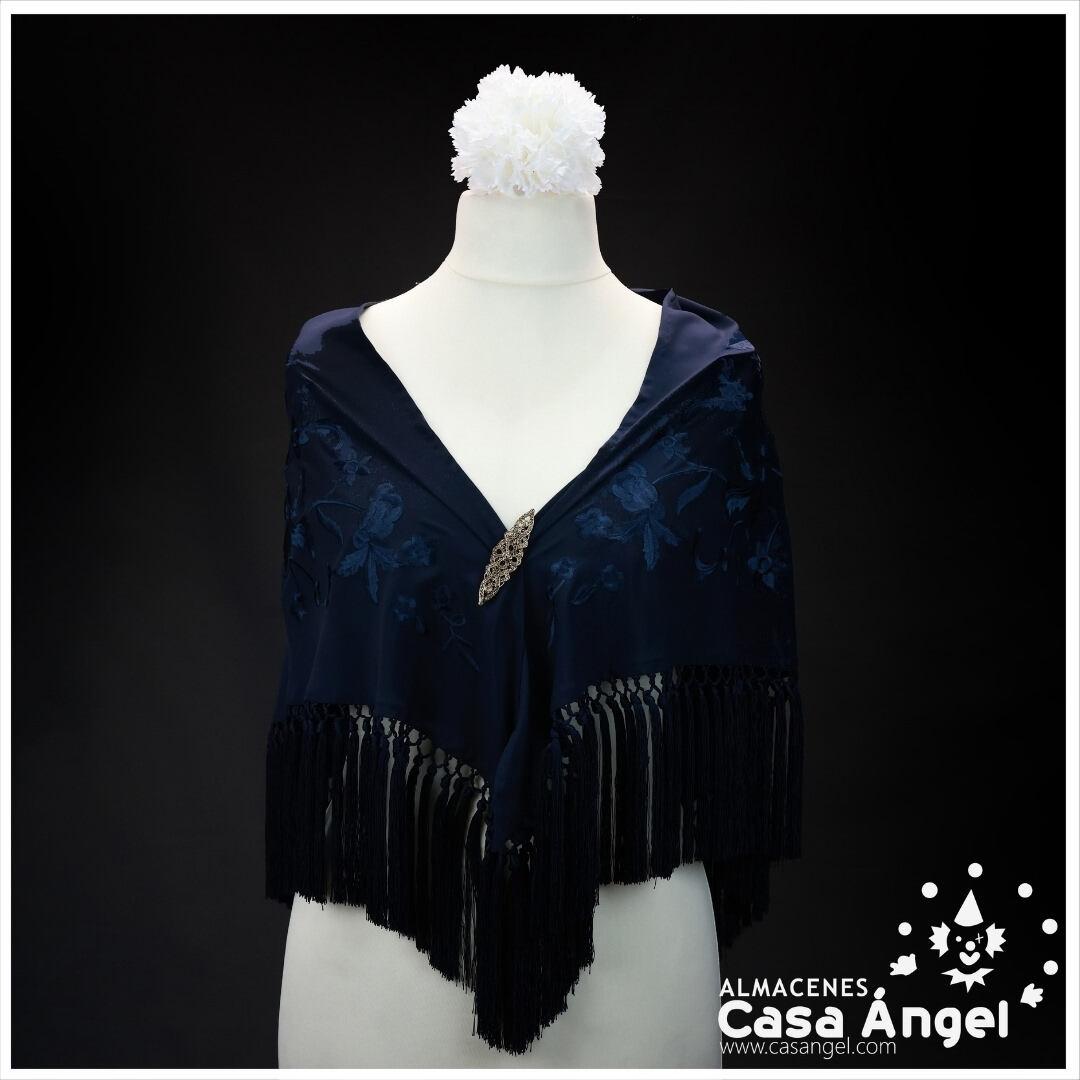 MANTÓN DE FLAMENCA ORO BORDADO FLORAL AL TONO 150cm