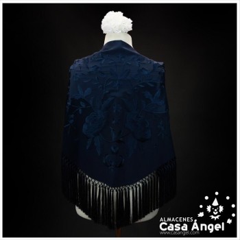 MANTÓN DE FLAMENCA ORO BORDADO FLORAL AL TONO 150cm