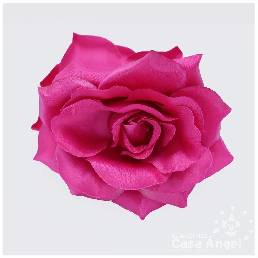 ROSA FLAMENCA FUCSIA CON PINZA PARA EL CABELLO 14cm