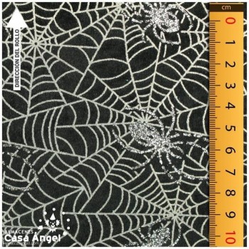 TERCIOPELO GLITTER ESTAMPADO SERIE SPIDER ANCHO 150cm