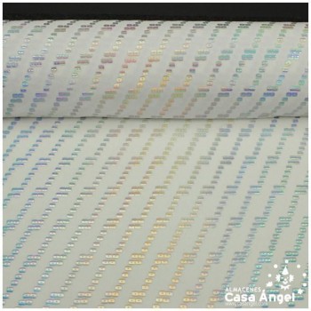 LYCRA BLANCA CON LENTEJUELAS HOLO ESTAMPADAS SERIE CHAIN 150cm