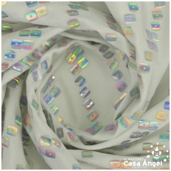 LYCRA BLANCA CON LENTEJUELAS HOLO ESTAMPADAS SERIE CHAIN 150cm
