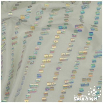LYCRA BLANCA CON LENTEJUELAS HOLO ESTAMPADAS SERIE CHAIN 150cm