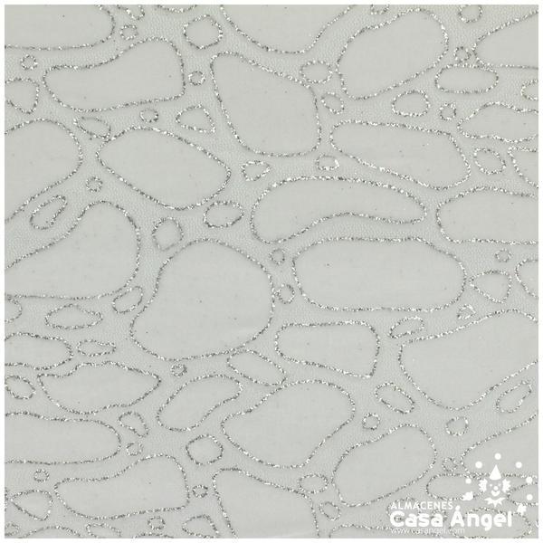 TERCIOPELO ELÁSTICO BLANCO SERIE GOTAS 150cm