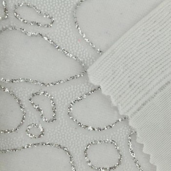 TERCIOPELO ELÁSTICO BLANCO SERIE GOTAS 150cm