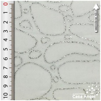 TERCIOPELO ELÁSTICO BLANCO SERIE GOTAS 150cm