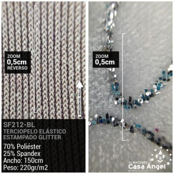 TERCIOPELO ELÁSTICO BLANCO SERIE GOTAS 150cm