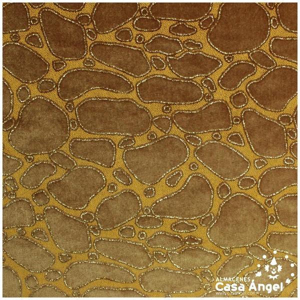 TERCIOPELO ELÁSTICO DORADO SERIE GOTAS 150cm