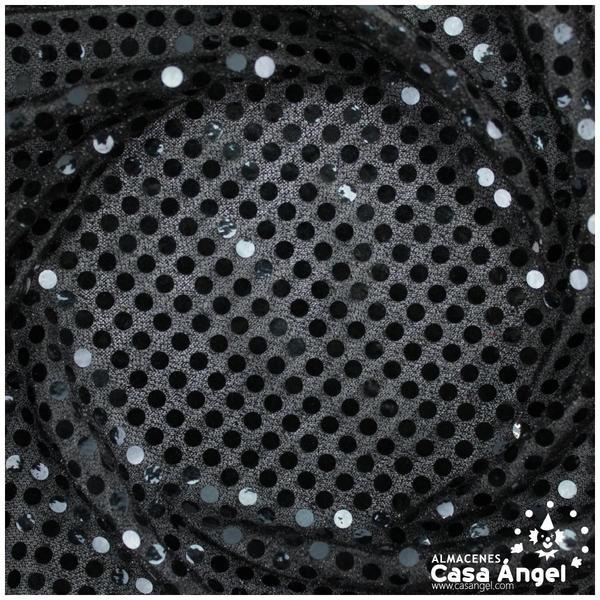 PUNTO LAMÉ NEGRO CON LENTEJUELAS DE 6mm SERIE ÓRBITAS 112cm