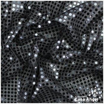 PUNTO LAMÉ NEGRO CON LENTEJUELAS DE 6mm SERIE ÓRBITAS 112cm