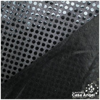 PUNTO LAMÉ NEGRO CON LENTEJUELAS DE 6mm SERIE ÓRBITAS 112cm