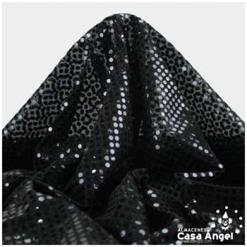 PUNTO LAMÉ NEGRO CON LENTEJUELAS DE 6mm SERIE ÓRBITAS 112cm