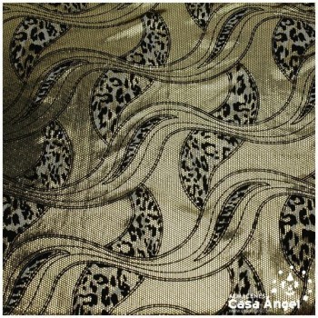 LYCRA FINA ORO ESTAMPADA Y FLOCADA SERIE SAFARI CORTE DE 125x150cm