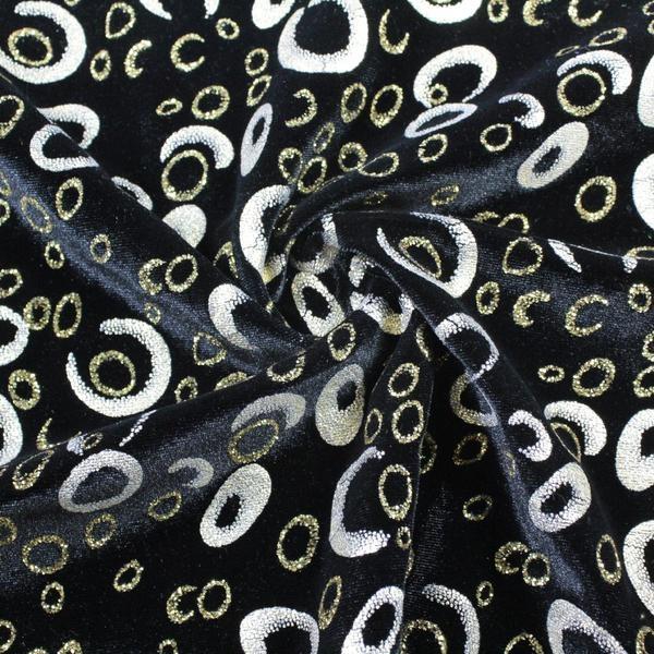 TERCIOPELO LYCRA ESTAMPADO GLIITTER ORO SERIE GALAXIA 150cm