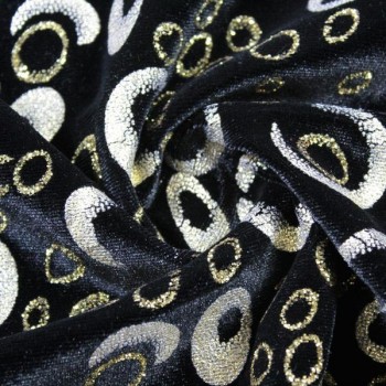TERCIOPELO LYCRA ESTAMPADO GLIITTER ORO SERIE GALAXIA 150cm