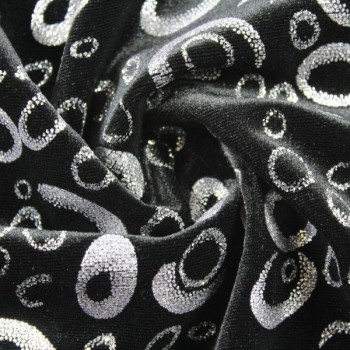 TERCIOPELO LYCRA ESTAMPADO GLIITTER PLATA SERIE GALAXIA 150cm