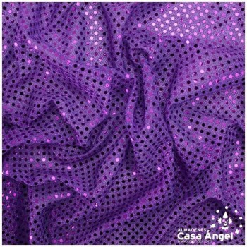 PUNTO LAMÉ MORADO CON LENTEJUELAS DE 3mm SERIE ATMÓSFERA 112cm