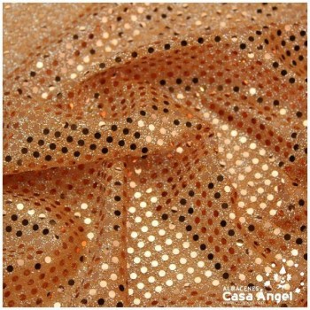 PUNTO LAMÉ NARANJA CLARO CON LENTEJUELAS DE 3mm SERIE ATMÓSFERA 112cm