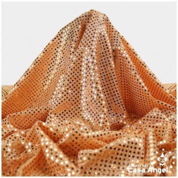 PUNTO LAMÉ NARANJA CLARO CON LENTEJUELAS DE 3mm SERIE ATMÓSFERA 112cm