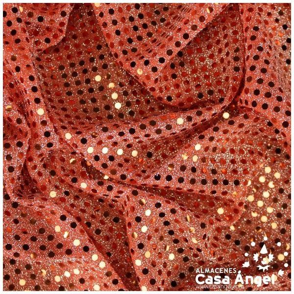 PUNTO LAMÉ COLOR MANDARINA CON LENTEJUELAS DE 3mm SERIE ATMÓSFERA 112cm
