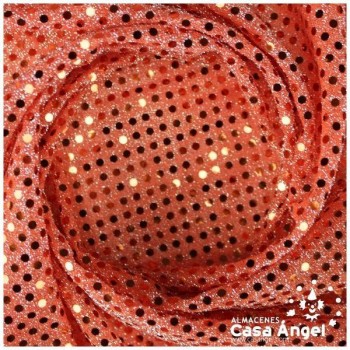 PUNTO LAMÉ COLOR MANDARINA CON LENTEJUELAS DE 3mm SERIE ATMÓSFERA 112cm